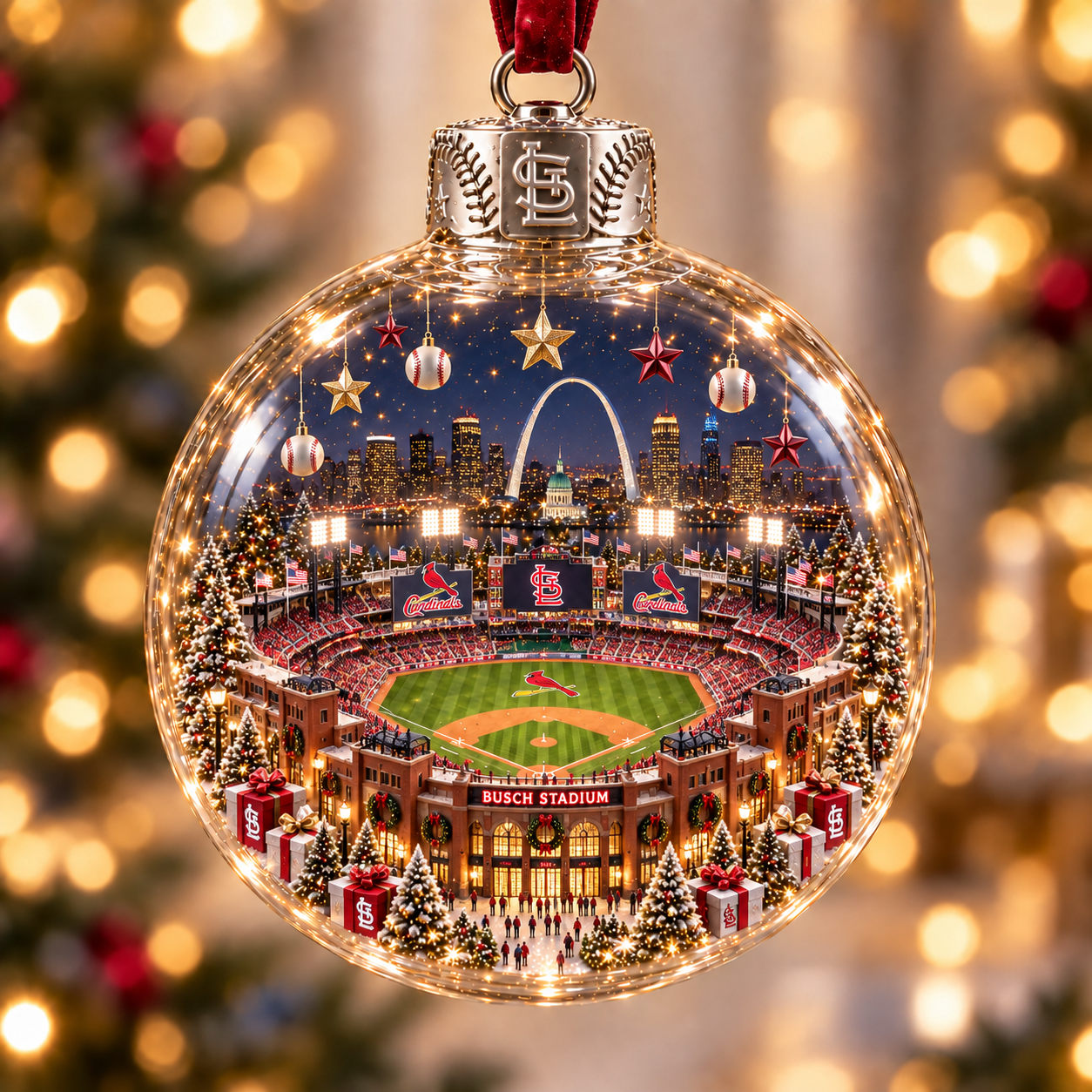 ⚾🎄 Light-Up Baseball Stadium Christmas Ornament