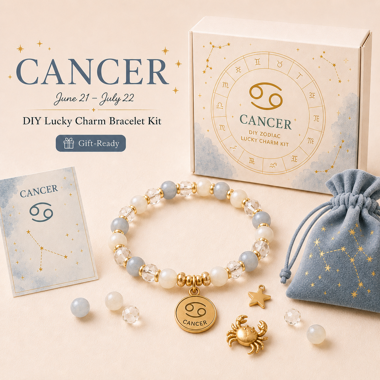 DIY Zodiac Lucky Charm Bracelet Kit Gift Ready Astrology Bracelet