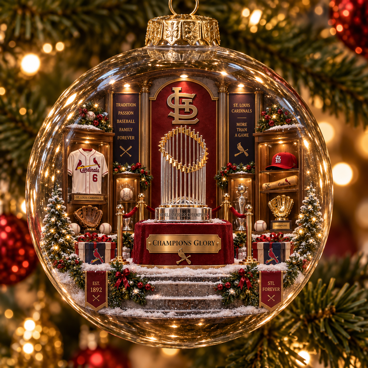 🎄 Go Cards — Light-Up Baseball Diorama Ornament