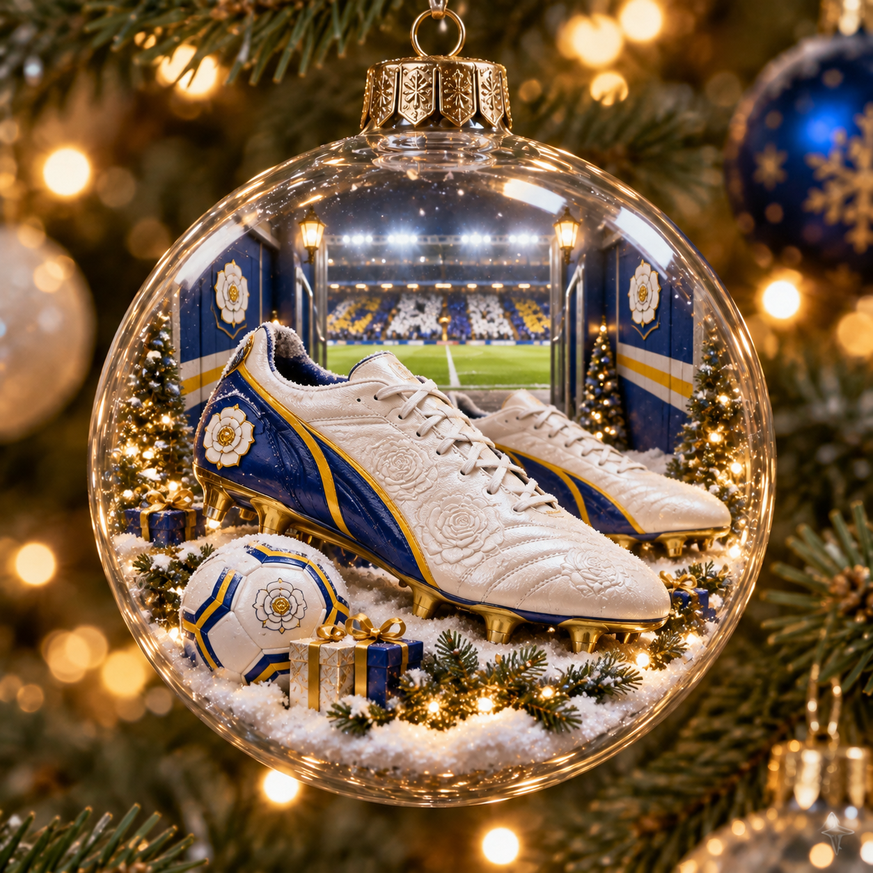 🎄 White Rose Legacy Light-Up Football Heritage Diorama Ornament