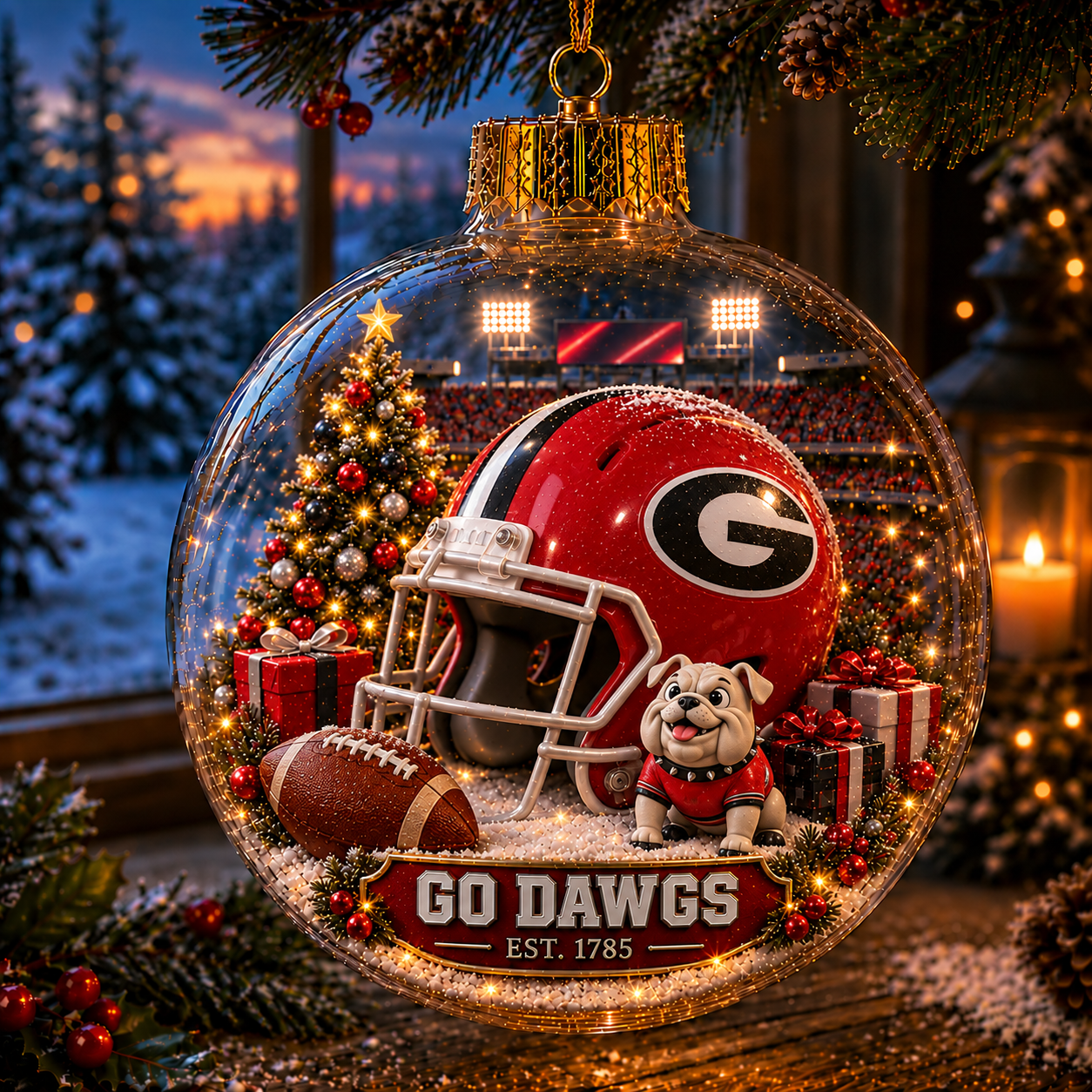🏈🎄 Light-Up College Football Christmas Ornament