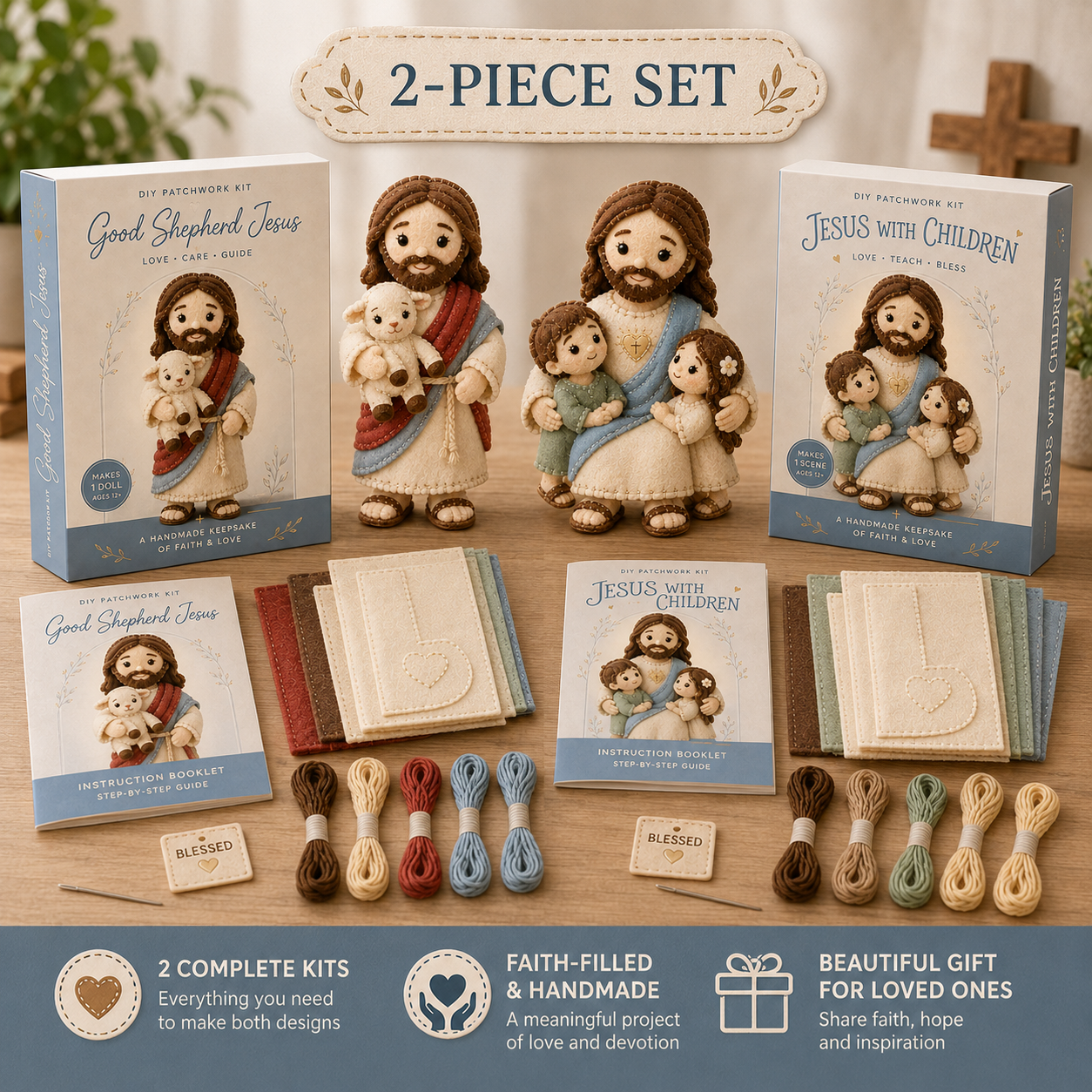Faith-Filled DIY Patchwork Kit Bundle – 2-Piece Handmade Keepsake Set ✝️
