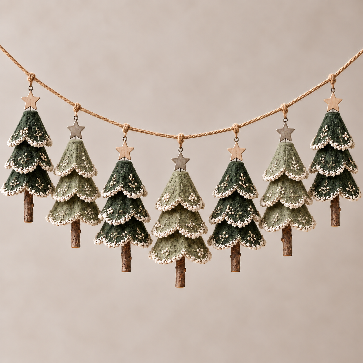 Woodland Christmas Tree Garland – Set of 7