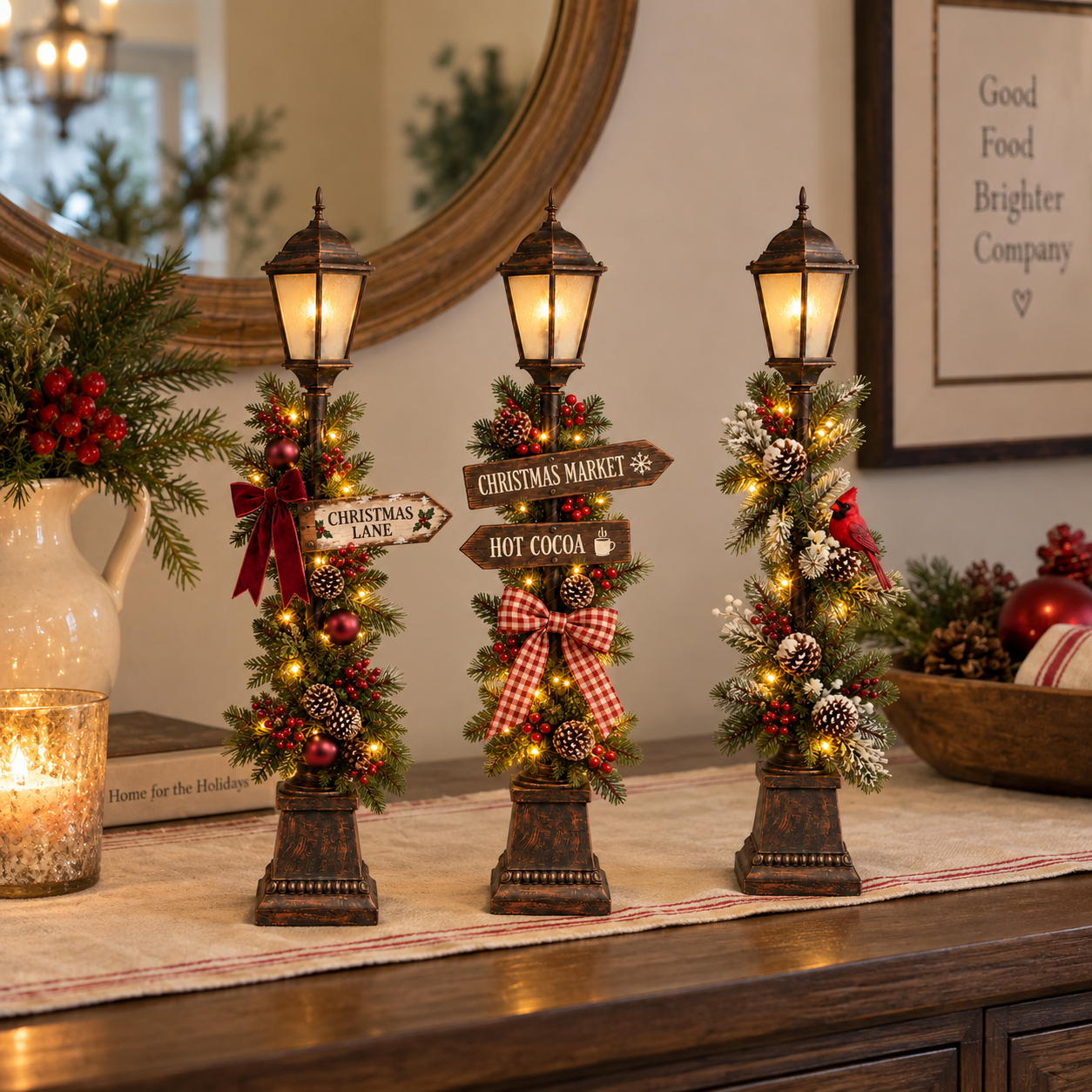 Old Christmas Streetlight – Lighted Tabletop Holiday Decor