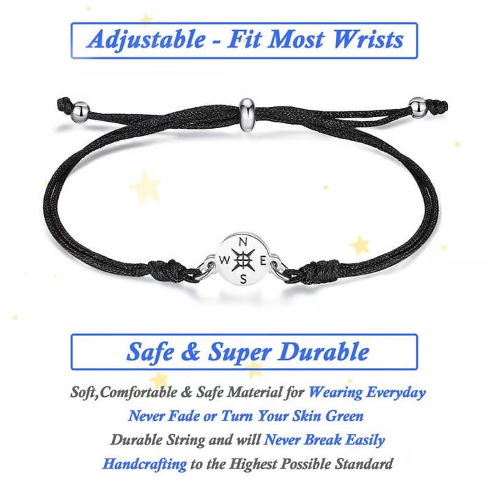 Graduation Compass Bracelet for Class of 2026 Inspirational Gift for Her Him, High School College 8th Grade Graduate, Stainless Steel with Heartfelt Card & Graduation Cap Box