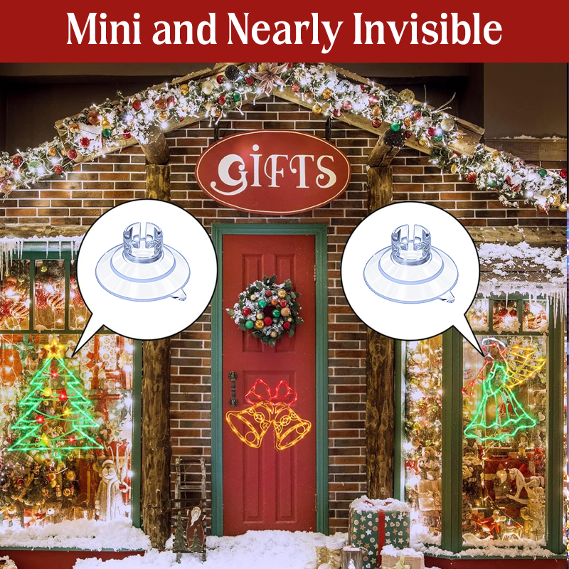 🎄 Christmas Light Suction Cup Clips | Clear Window Light Hangers