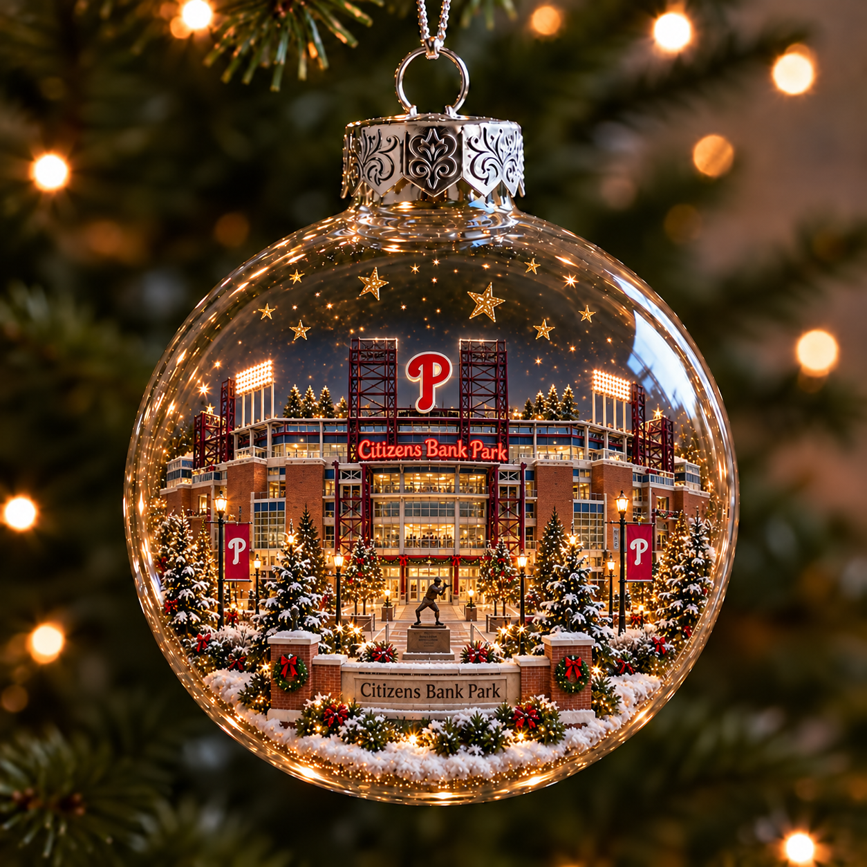 ⚾✨ Bring the Ballpark Home — Light-Up Baseball Stadium Christmas Ornament