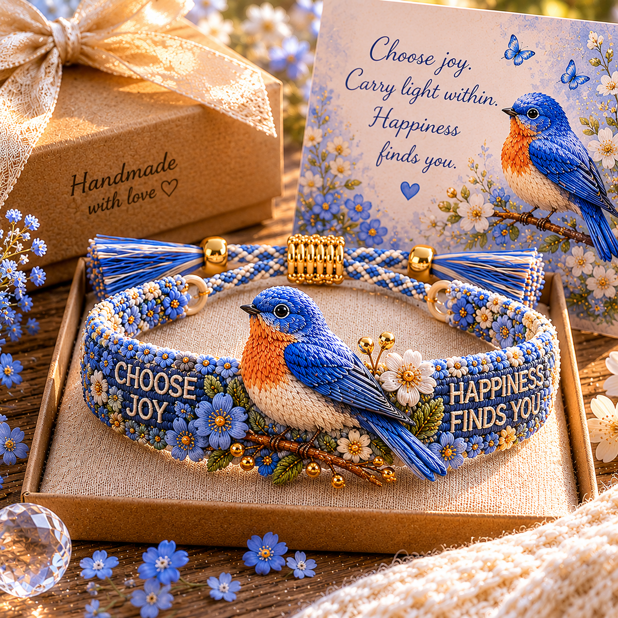 Handmade Bird Embroidered Bracelet Collection