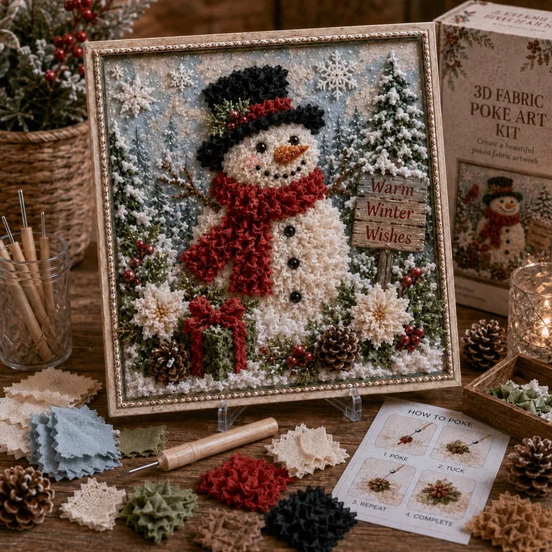 🎄🧵 Premium 3D Christmas Fabric Poke Art Kit