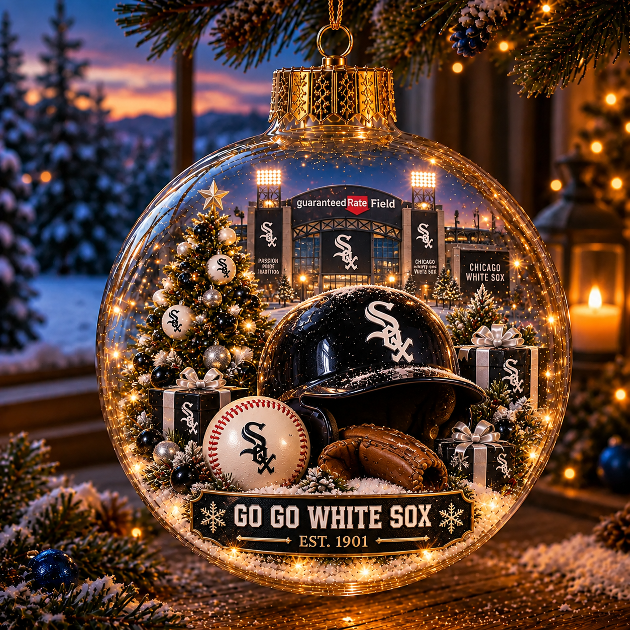⚾🎄 Bring the Ballpark Home — Light-Up Baseball Christmas Diorama Ornament