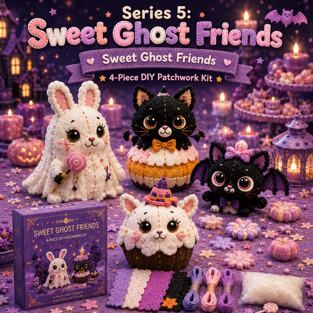 Halloween Friends 4 Piece DIY Patchwork Kit Collection 🎃🧵