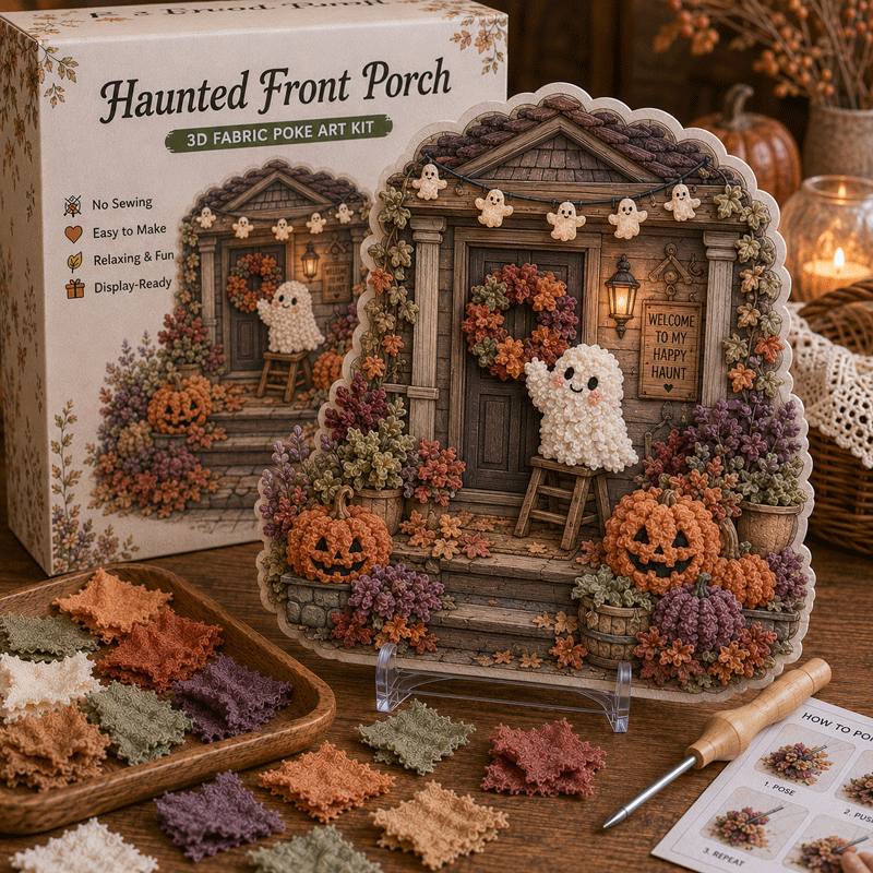 👻 Cozy Haunted Rooms 3D Fabric Poke Art Kit