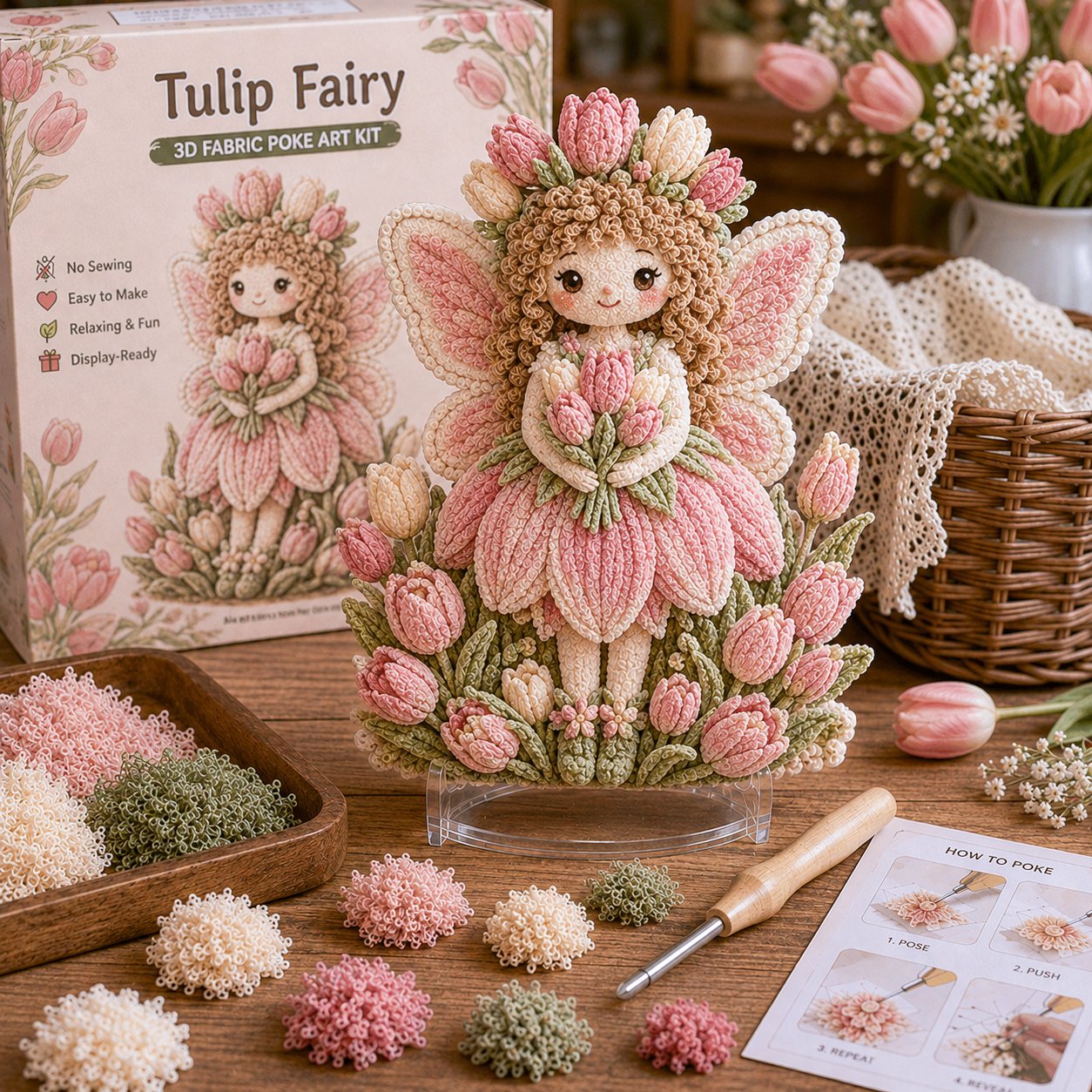 🌸Flower Fairy 3D Fabric Poke Art Kit