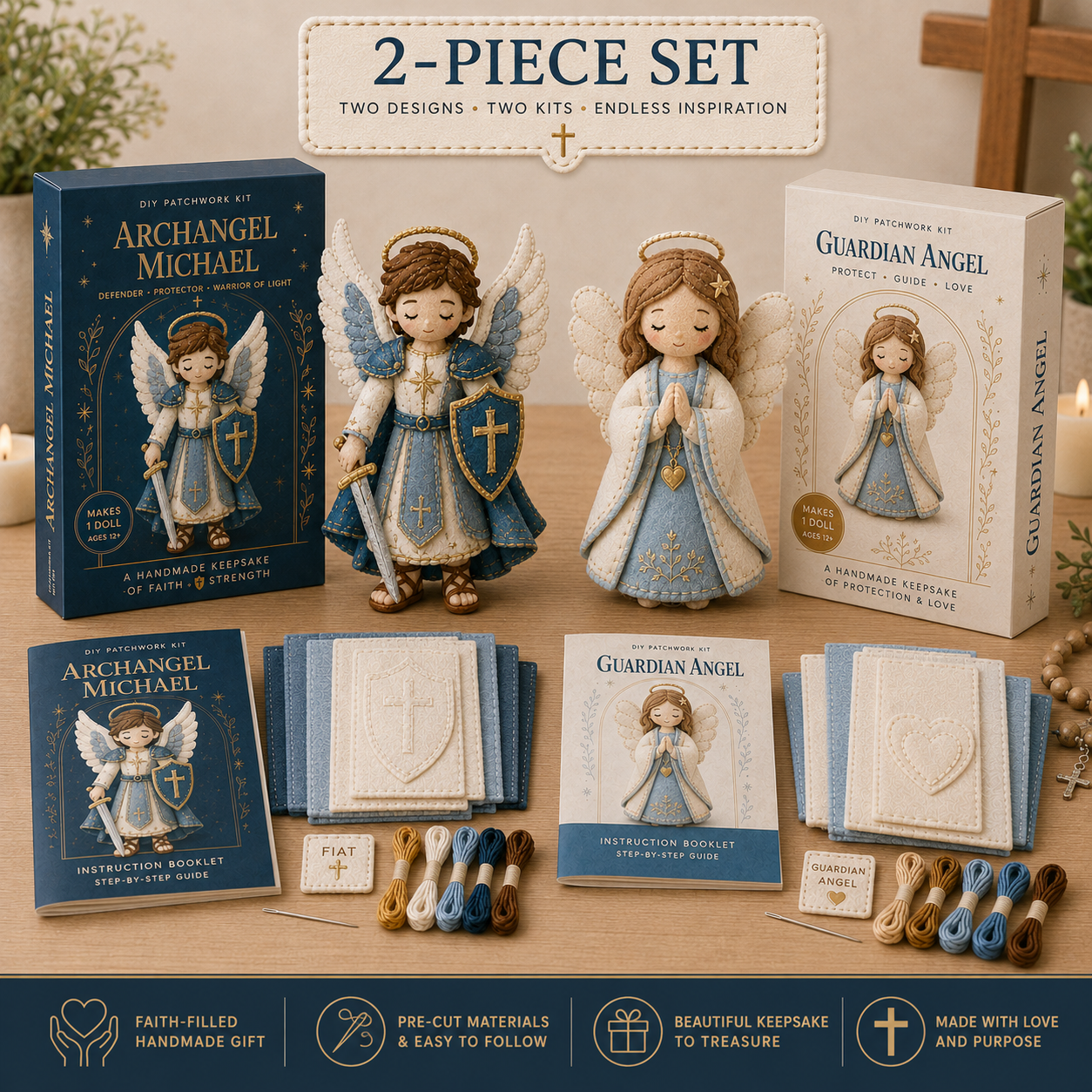 Faith-Filled DIY Patchwork Kit Bundle – 2-Piece Handmade Keepsake Set ✝️