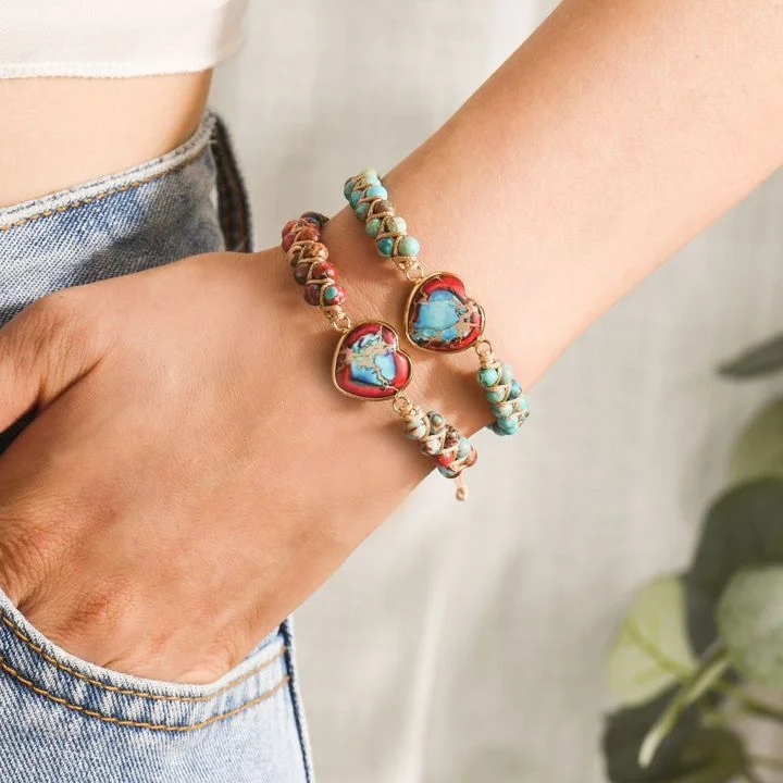 Jasper Heart Bracelet To My Granddaughter Love You Forever ï¼‰