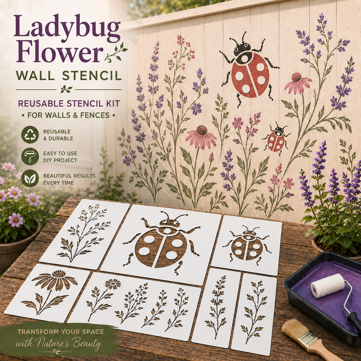 📦Limited Stock 49% OFF 🌿 Garden Wall Stencil™—Make your walls look lively and not monotonous 🎁 Give your child a vivid home🏠