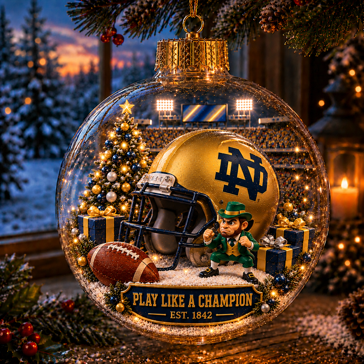 🏈🎄 Light-Up College Football Christmas Ornament
