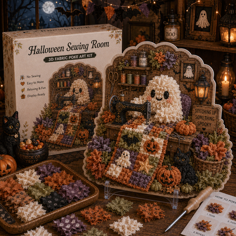 👻 Cozy Haunted Rooms 3D Fabric Poke Art Kit