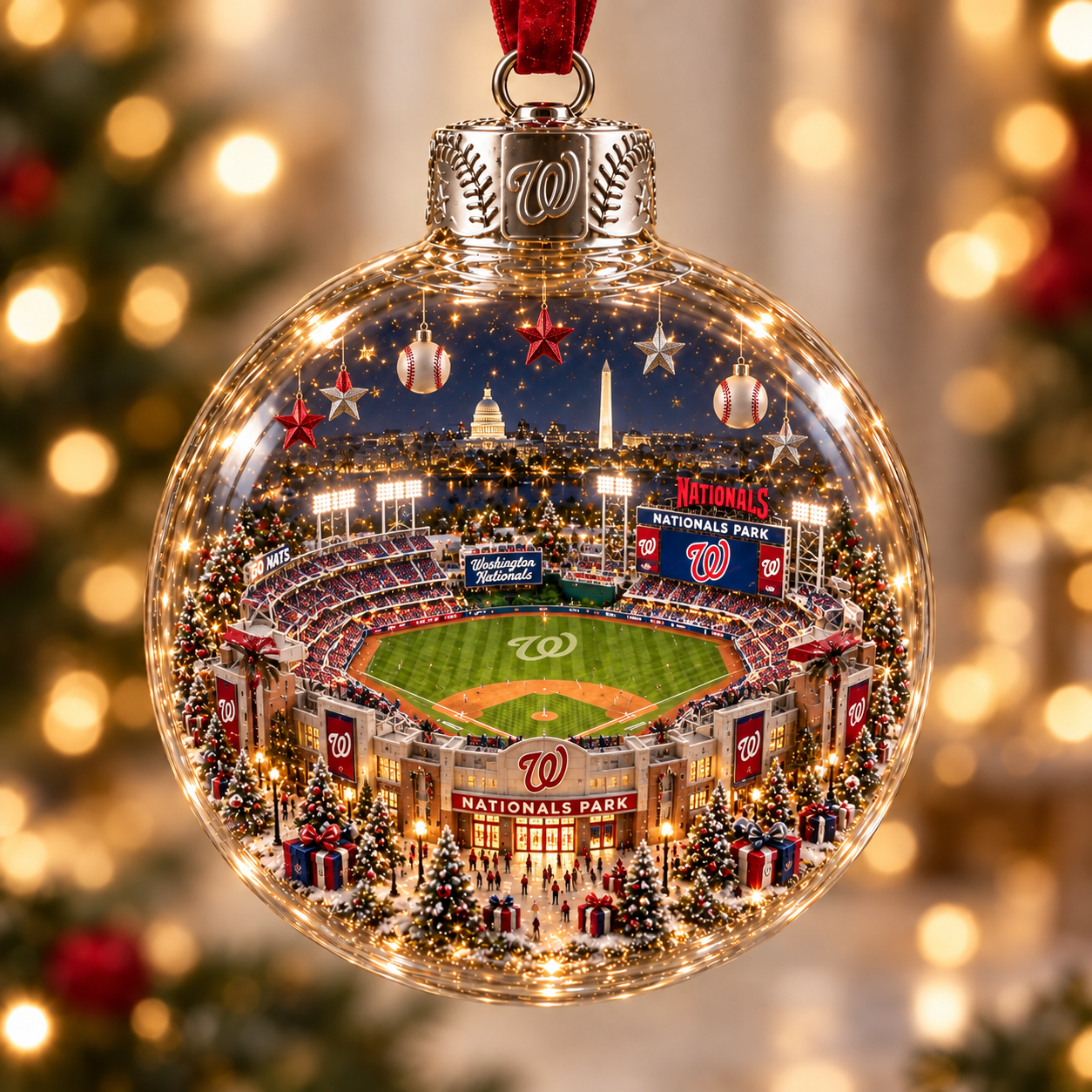 ⚾🎄 Light-Up Baseball Stadium Christmas Ornament