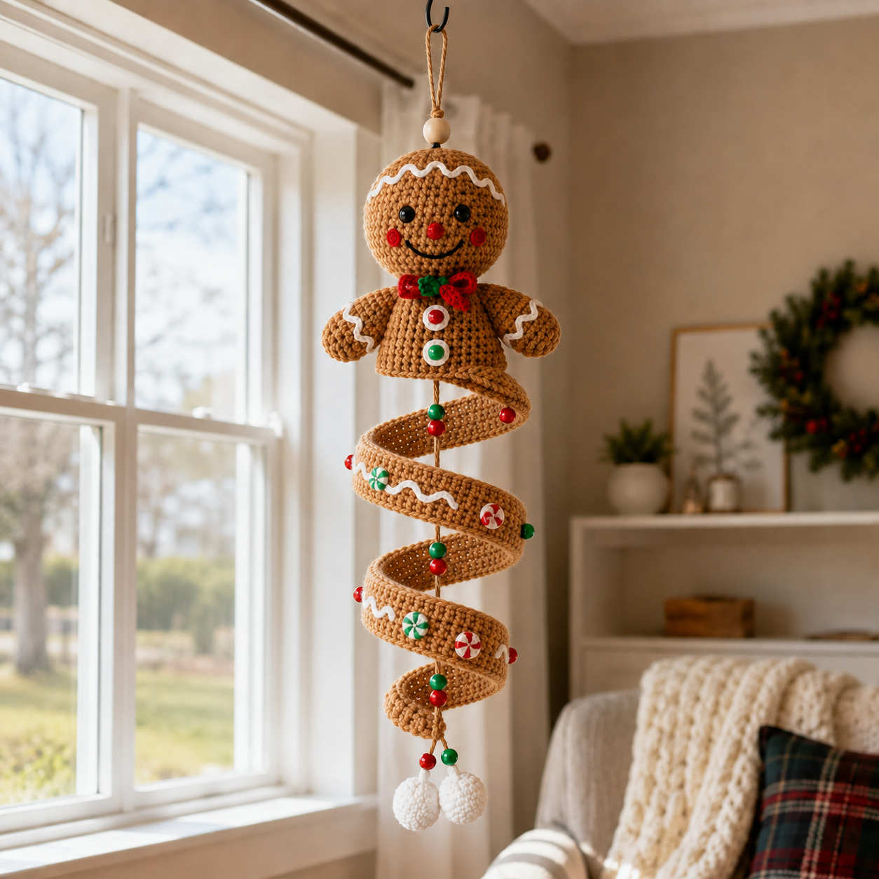 ☃️ Crochet Snowman Spiral Ornament DIY Kit | Complete Beginner-Friendly Set with Soft Yarn, Crochet Hook, Festive Beads, Snowflakes & Step-by-Step Guide 🧶🎄✨