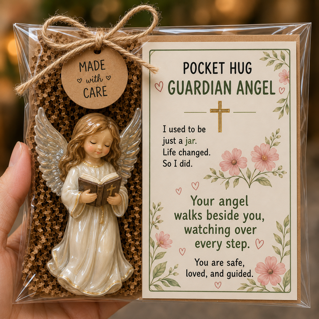 ✝️ Faith Pocket Hug Keepsake – Jesus, Mary & Guardian Angel Encouragement Gift