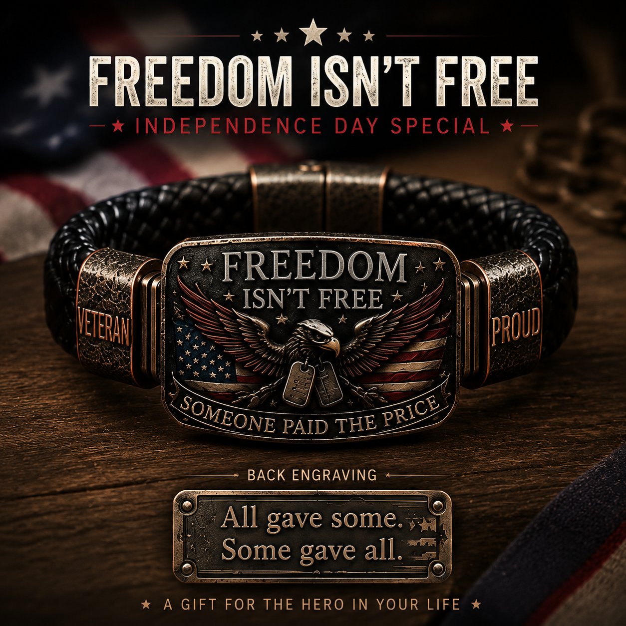 Flash Sale 5K+ SOLD! usFREEDOM ISN'T FREE Veteran Tribute Bracelet