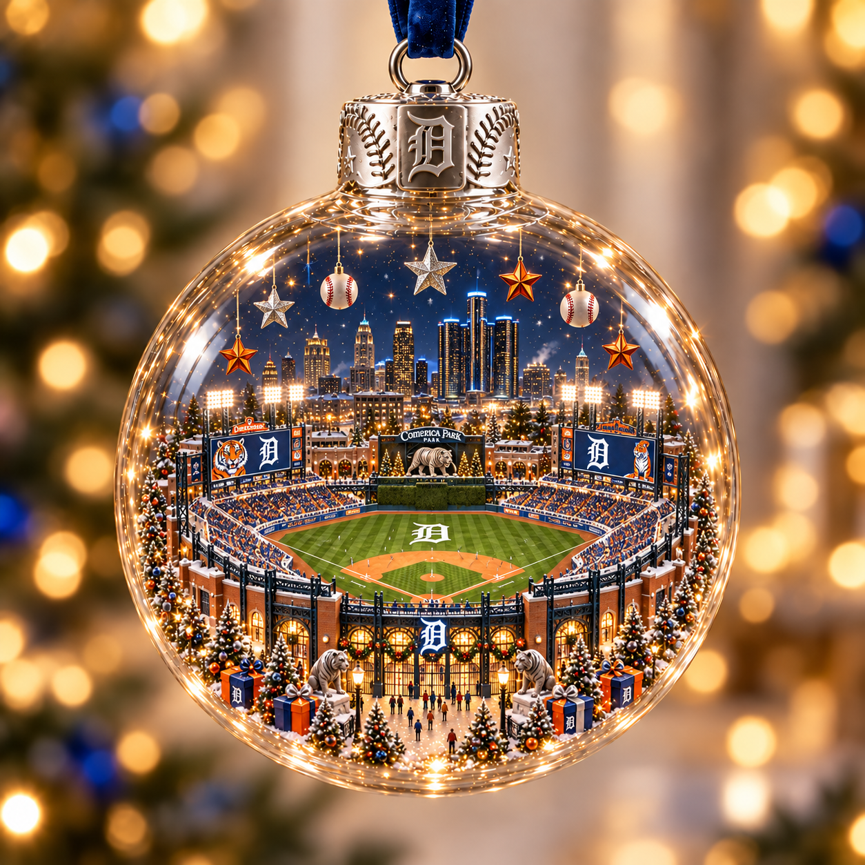 ⚾🎄 Light-Up Baseball Stadium Christmas Ornament