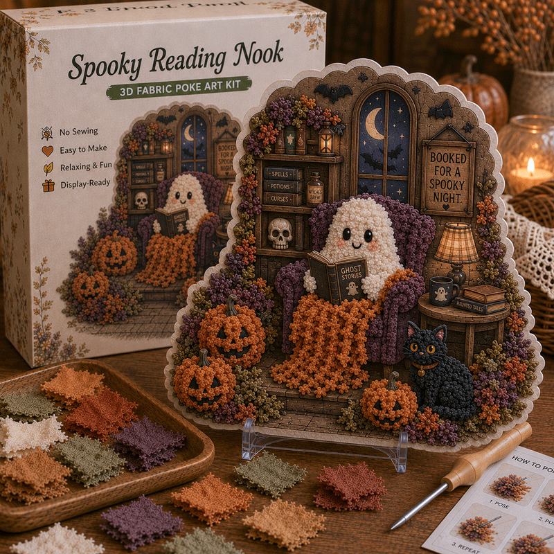 👻 Cozy Haunted Rooms 3D Fabric Poke Art Kit