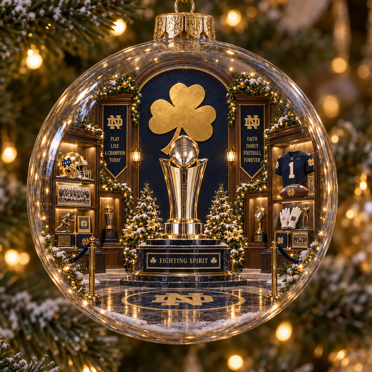 🎄 Play Like a Champion Today — Light-Up College Football Diorama Ornament
