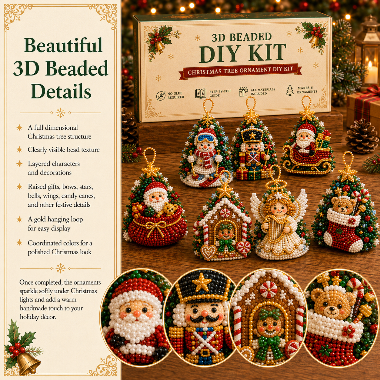 🔥Limited time 70% OFF -🎄 3D Beaded Christmas Tree Ornament DIY Kit (🧘Relaxing & Beginner-Friendly)