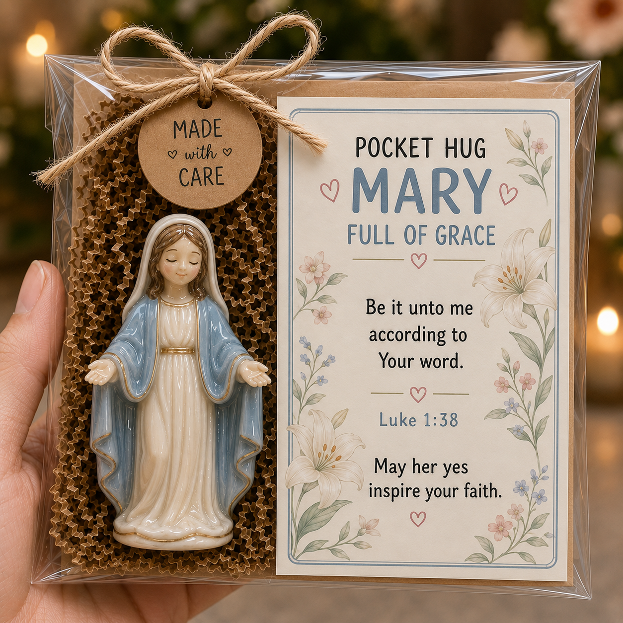 ✝️ Faith Pocket Hug Keepsake – Jesus, Mary & Guardian Angel Encouragement Gift