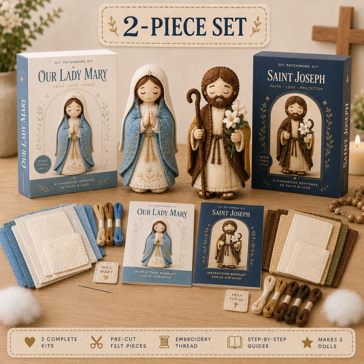 Faith-Filled DIY Patchwork Kit Bundle – 2-Piece Handmade Keepsake Set ✝️