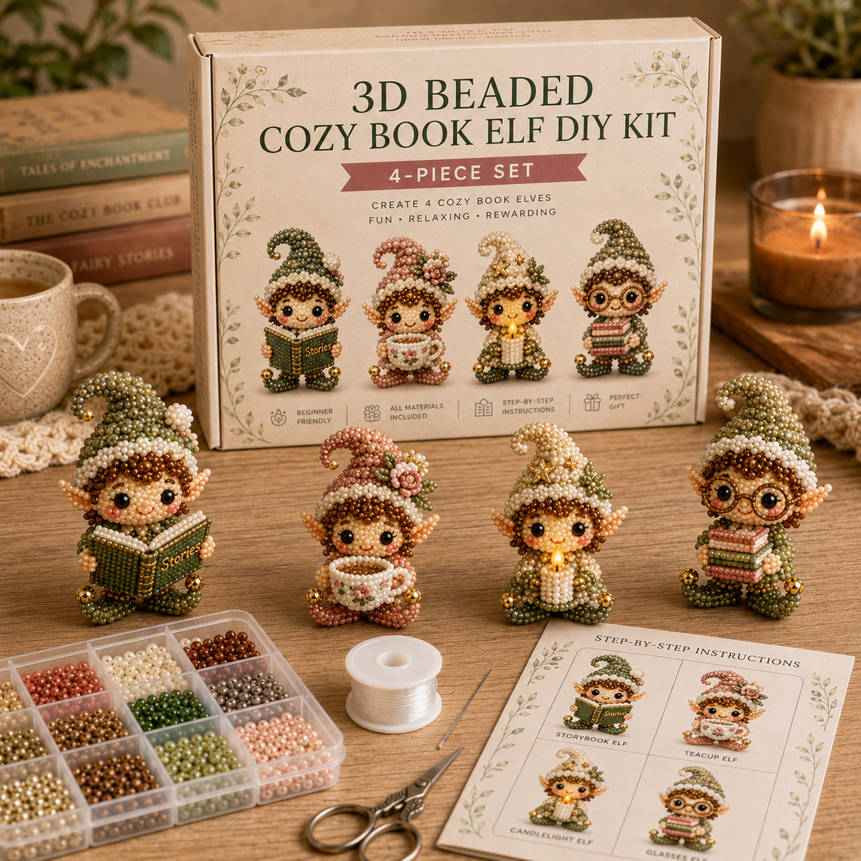 3D Beaded Magical Elf DIY Kit Cute Fantasy Craft Collectibles