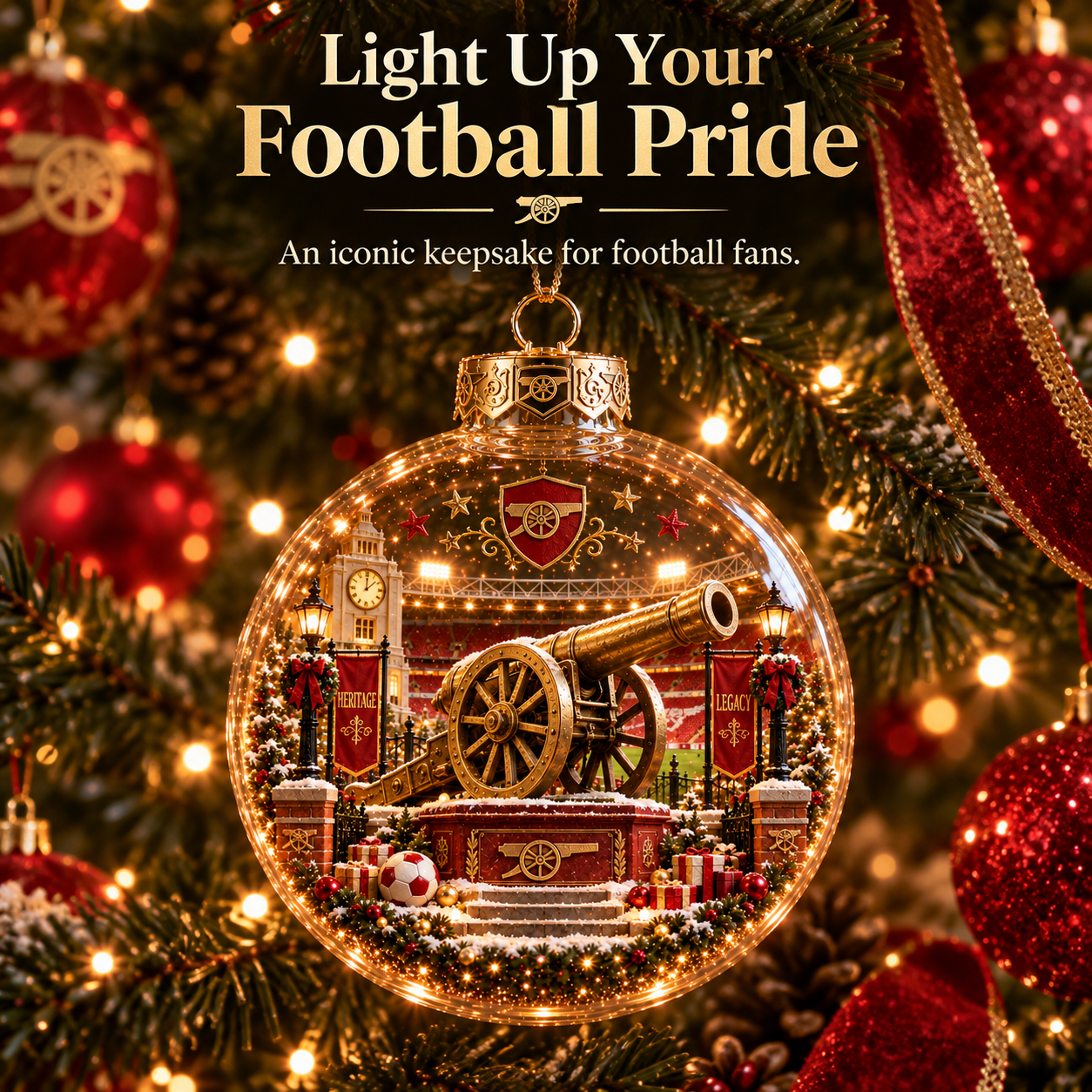 🎄 Victory Through Harmony Light-Up Football Christmas Globe Ornament