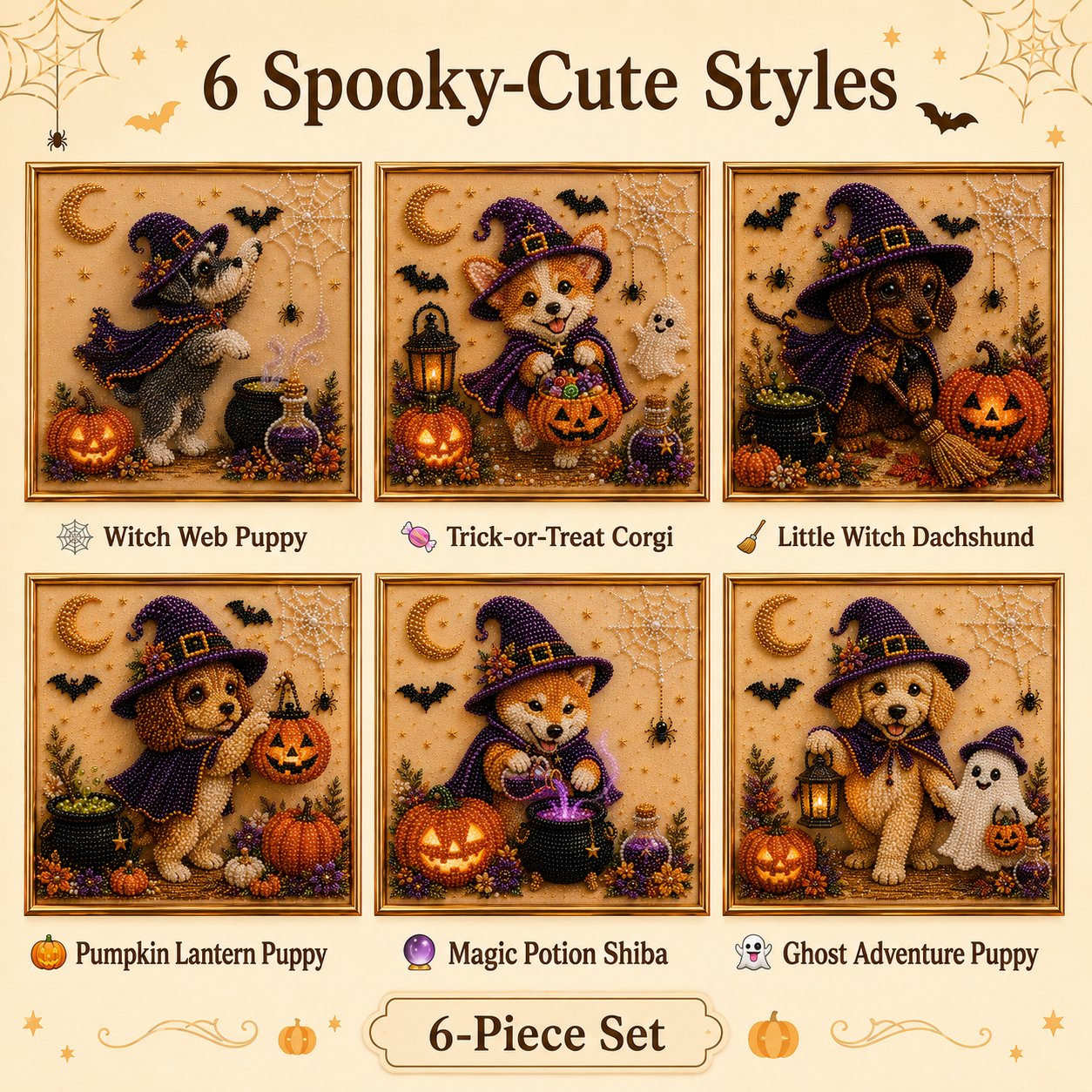 🧘Relaxing & Beginner-Friendly -💎DIY Halloween Puppy Pearl Painting Kit🐶