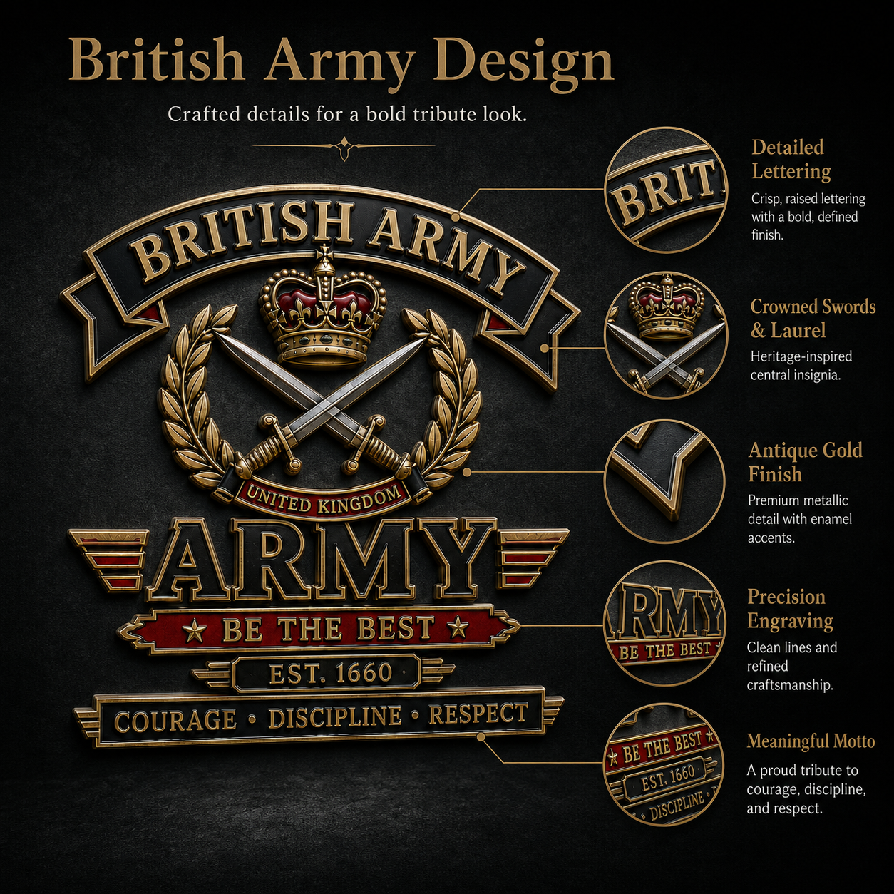 🎖️ British Army “Be The Best” Heritage Metal Car Emblem