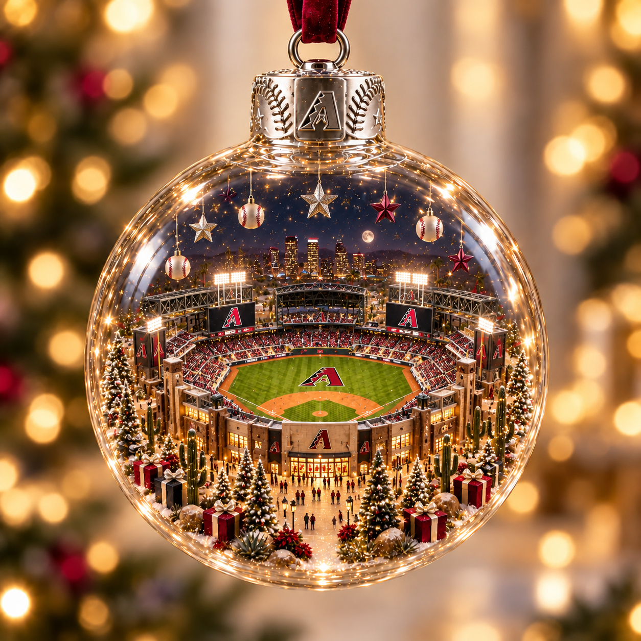 ⚾🎄 Light-Up Baseball Stadium Christmas Ornament