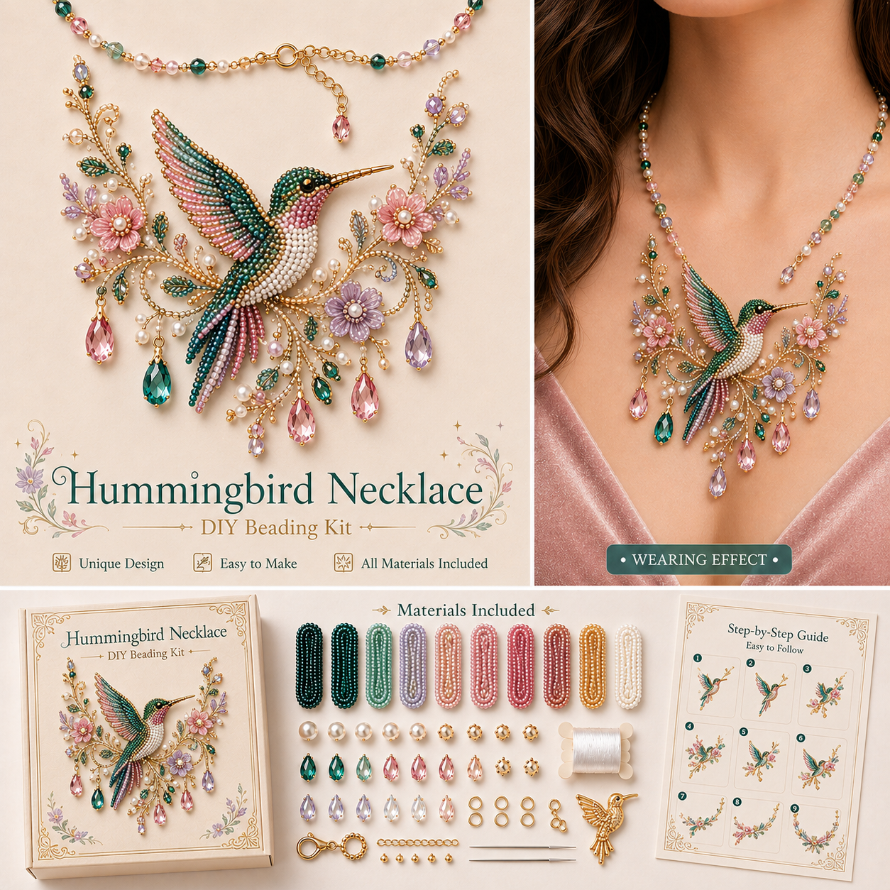 🎁 Wearable Art DIY Beaded Necklace Kit – 12 Statement Designs