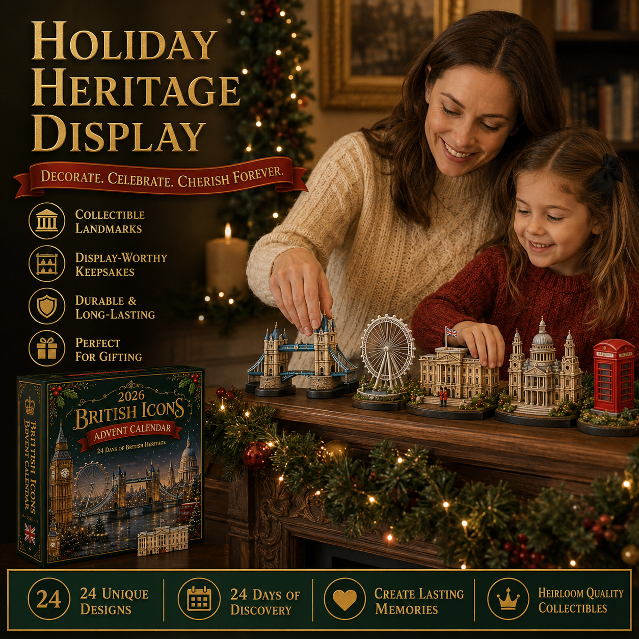 2026 UK Landmarks Advent Calendar – 24 Days of Iconic Architecture & Heritage Collectibles | Christmas Countdown Gift