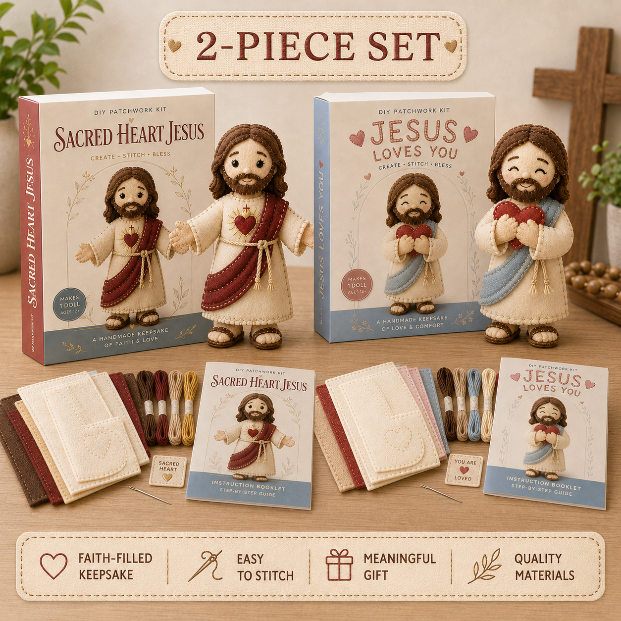 Faith-Filled DIY Patchwork Kit Bundle – 2-Piece Handmade Keepsake Set ✝️