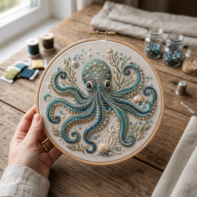 🔥50% Off Last Day - BUY 3 GET 1 FREE🐙Ocean-Themed Bead Embroidery Kit