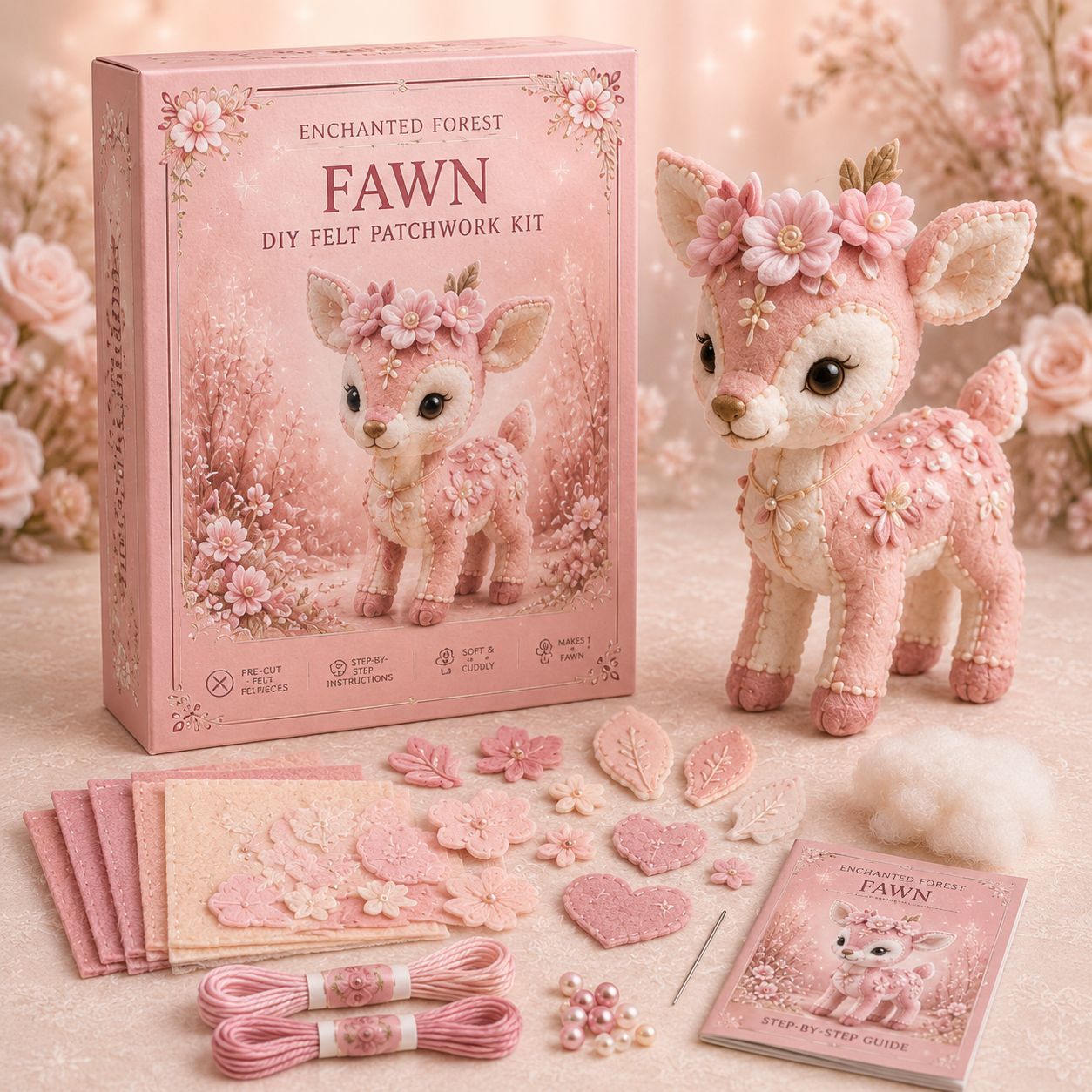 💗Pink Woodland Friends DIY Felt Sewing Kit – Make Your Own Cute Animal