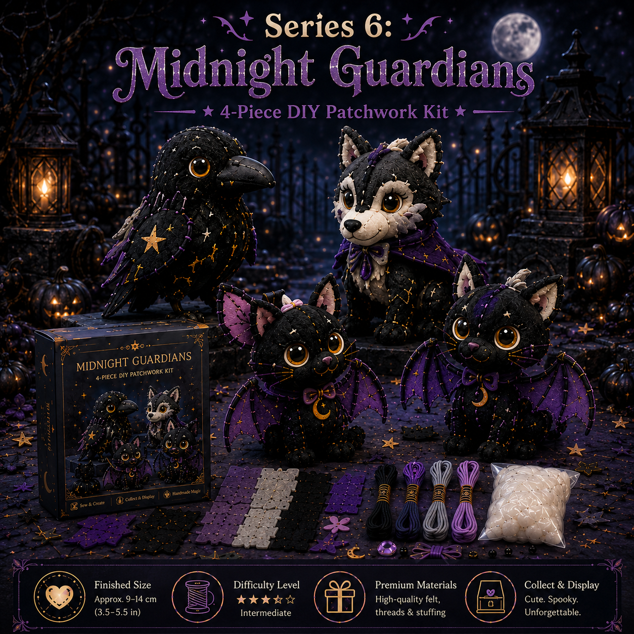 Halloween Friends 4 Piece DIY Patchwork Kit Collection 🎃🧵