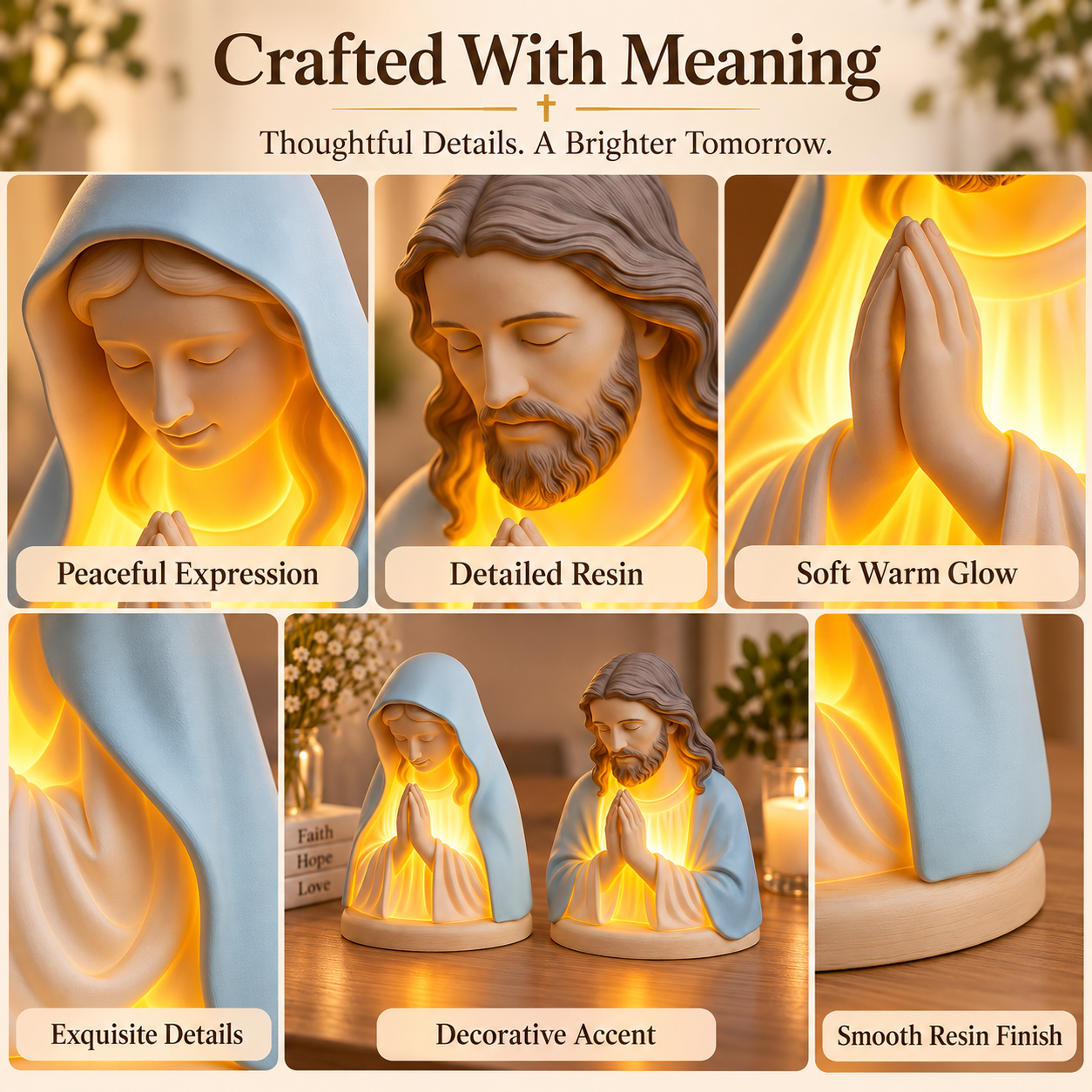 Handmade Resin Christian Prayer Night Light