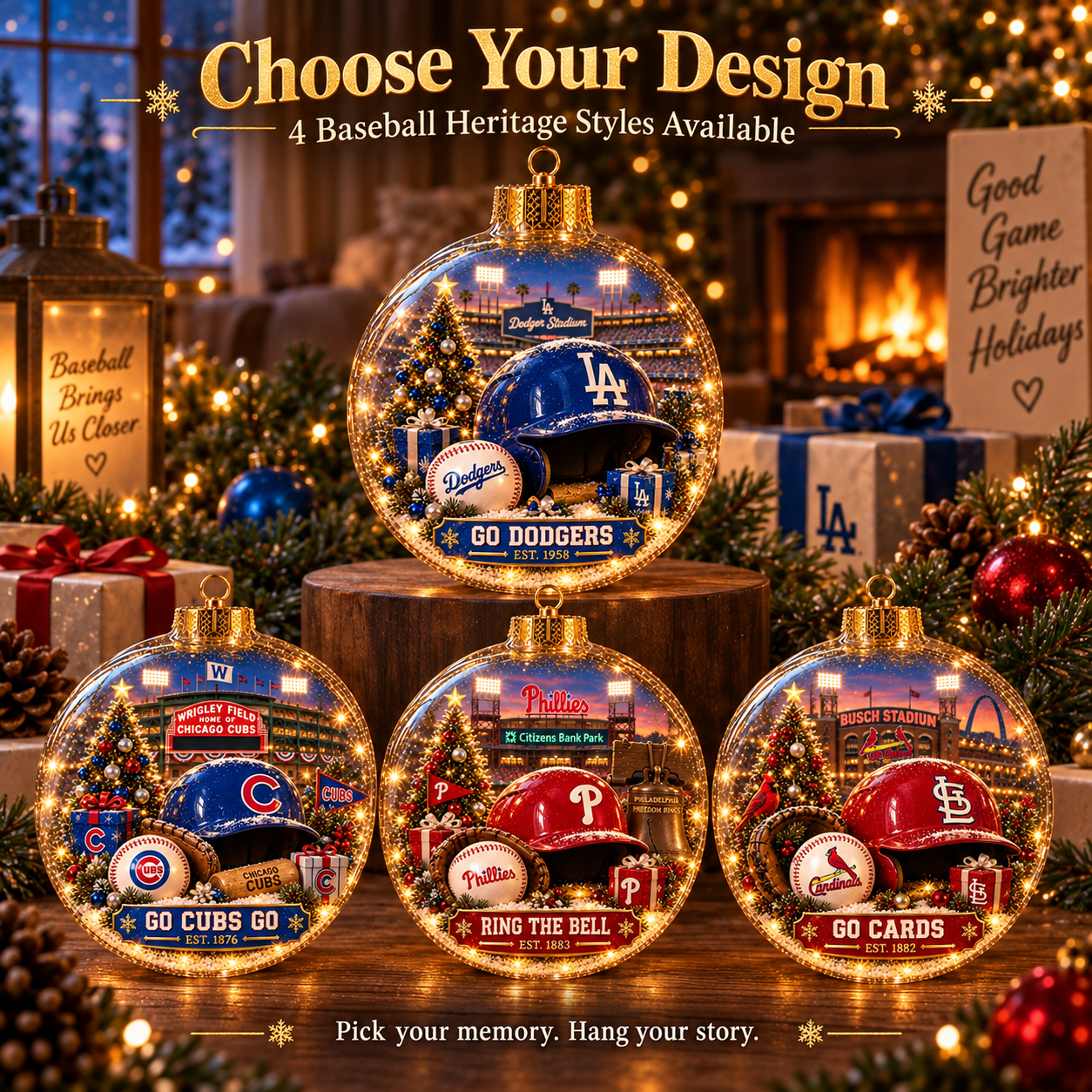 ⚾🎄 Bring the Ballpark Home — Light-Up Baseball Christmas Diorama Ornament