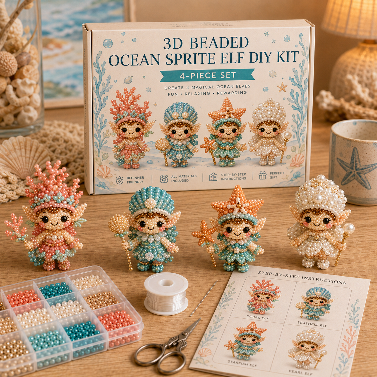 3D Beaded Magical Elf DIY Kit Cute Fantasy Craft Collectibles