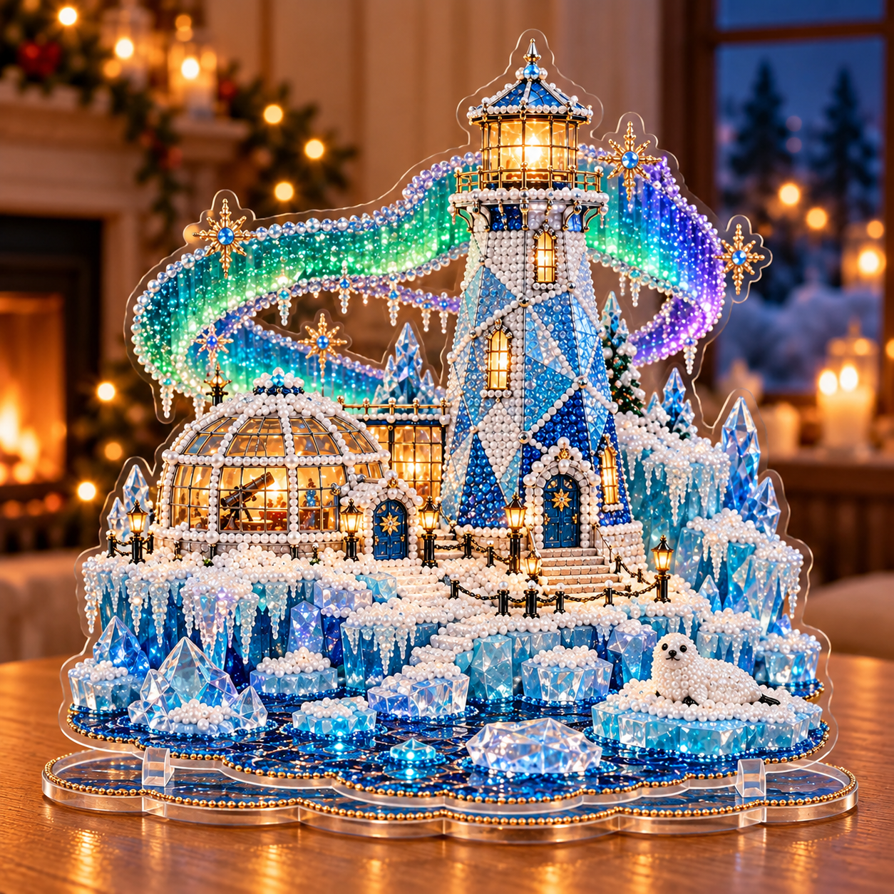 🎄 Christmas Lighthouse Village – DIY Sparkling 3D Diamond Art Decoration Kit
