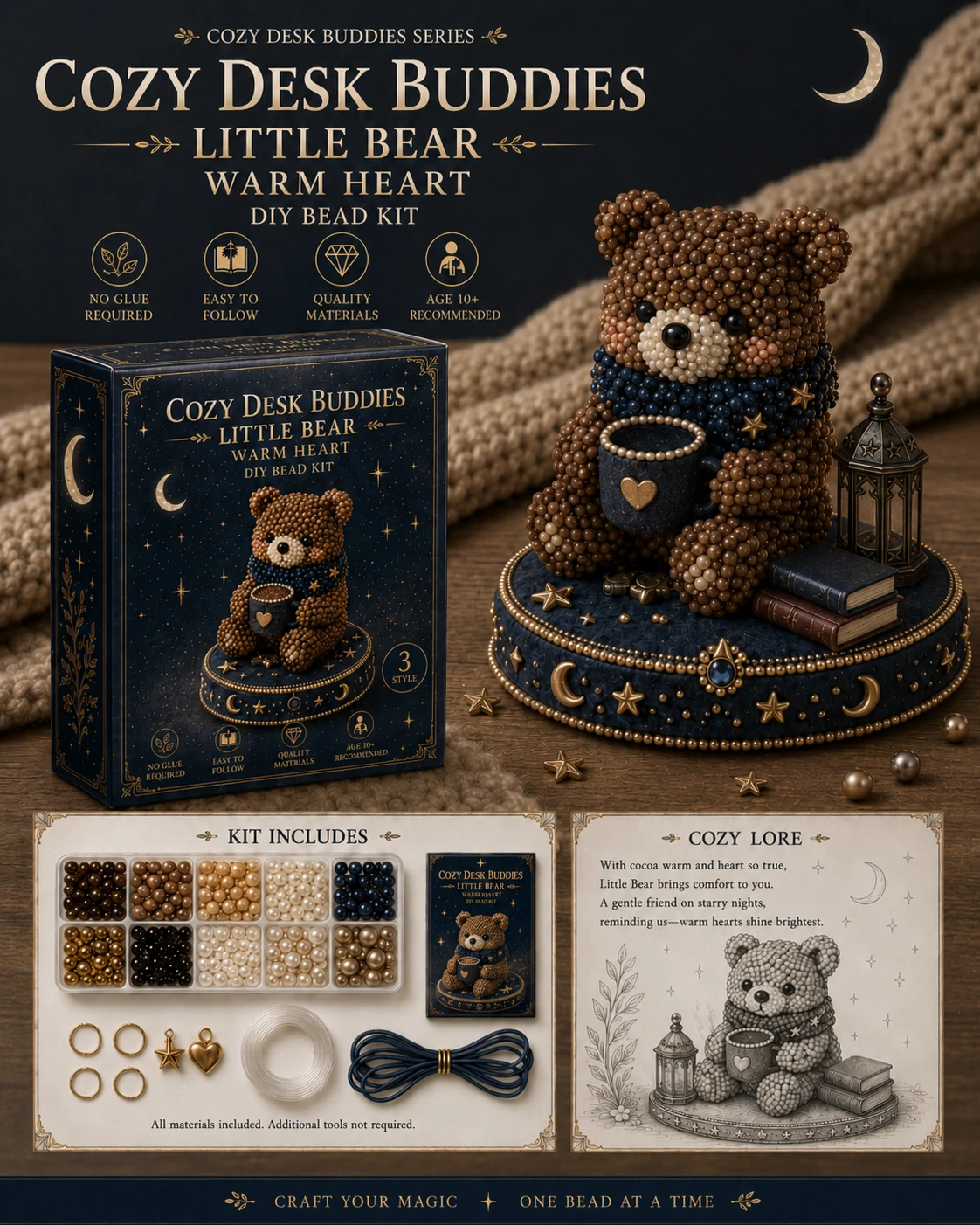 🧵 Cozy Desk Buddies DIY Bead Kit | Handmade Mini Desk Companion