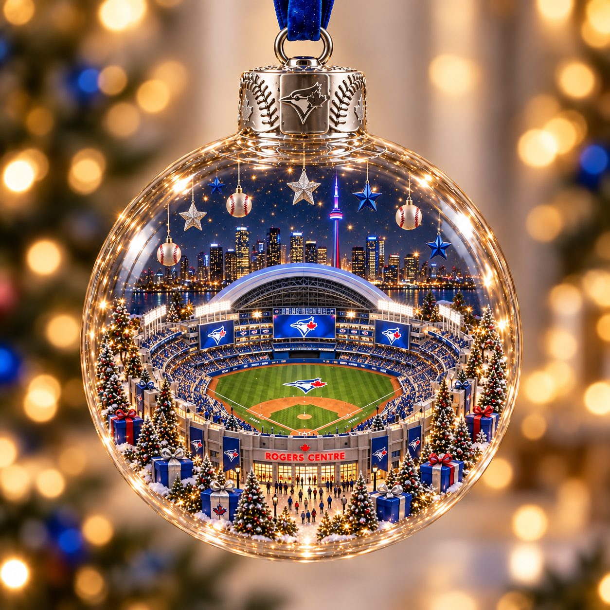 ⚾🎄 Light-Up Baseball Stadium Christmas Ornament