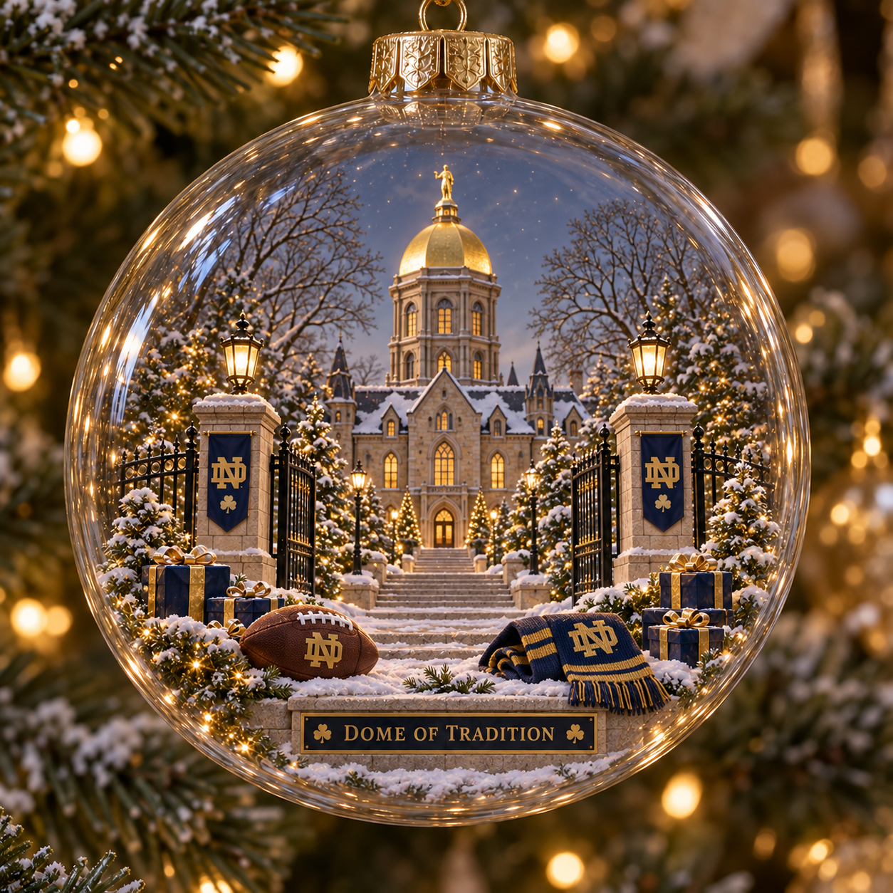 🎄 Play Like a Champion Today — Light-Up College Football Diorama Ornament